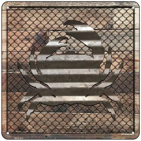 Corrugated Crab on Wood Novelty Metal Square Sign 6" (MSQ)