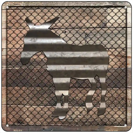 Corrugated DonKey Chain on Wood Novelty Metal Square Sign 6" (MSQ)