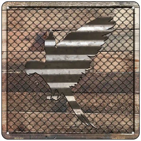 Corrugated Parrot on Wood Novelty Metal Square Sign 6" (MSQ)