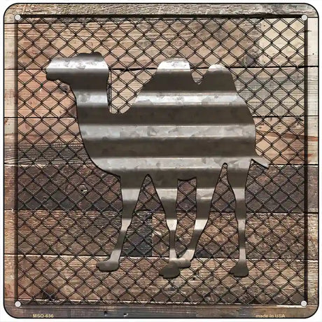 Corrugated Camel on Wood Novelty Metal Square Sign 6" (MSQ)