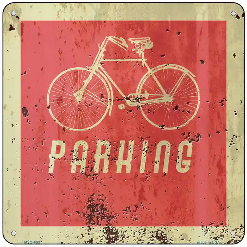 Bicycle Parking Novelty Metal Square Sign 6" (MSQ)