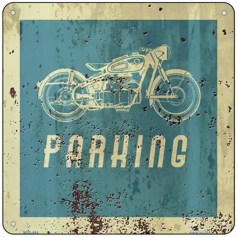 Motorcycle Parking Novelty Metal Square Sign 6" (MSQ)