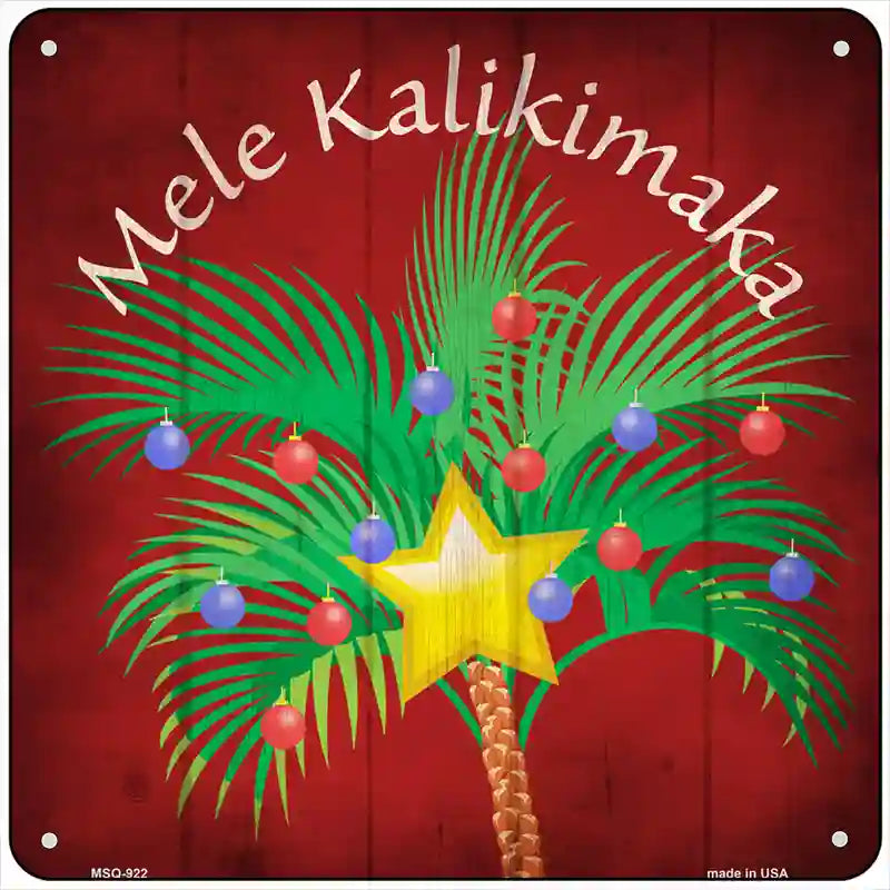 Mele Kalikimaka Novelty Metal Square Sign 6" (MSQ)