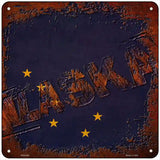 Alaska Rusty Stamped Novelty Metal Square Sign 6" (MSQ)