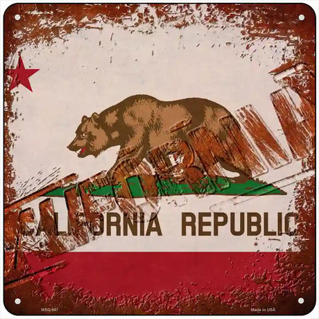 California Rusty Stamped Novelty Metal Square Sign 6" (MSQ)