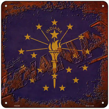 Indiana Rusty Stamped Novelty Metal Square Sign 6" (MSQ)