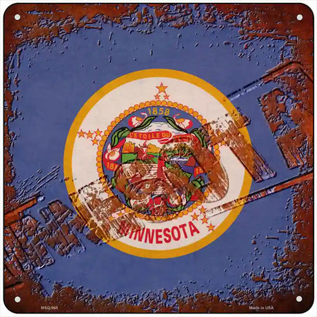 Minnesota Rusty Stamped Novelty Metal Square Sign 6" (MSQ)