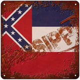 Mississippi Rusty Stamped Novelty Metal Square Sign 6" (MSQ)