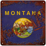 Montana Rusty Stamped Novelty Metal Square Sign 6" (MSQ)