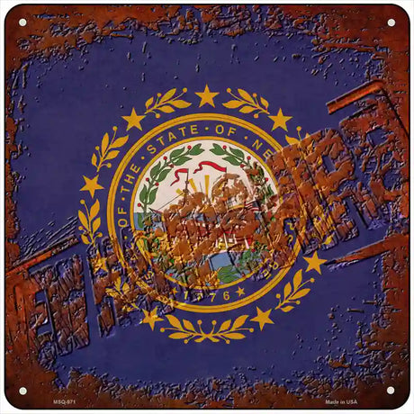 New Hampshire Rusty Stamped Novelty Metal Square Sign 6" (MSQ)