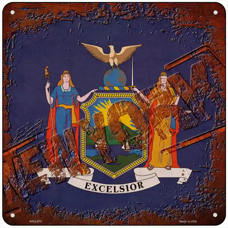 New York Rusty Stamped Novelty Metal Square Sign 6" (MSQ)