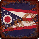 Ohio Rusty Stamped Novelty Metal Square Sign 6" (MSQ)