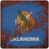 Oklahoma Rusty Stamped Novelty Metal Square Sign 6" (MSQ)