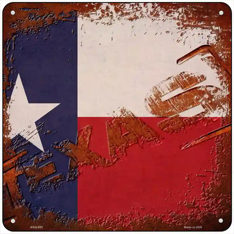 Texas Rusty Stamped Novelty Metal Square Sign 6" (MSQ)