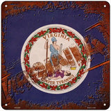 Virginia Rusty Stamped Novelty Metal Square Sign 6" (MSQ)