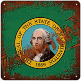 Washington Rusty Stamped Novelty Metal Square Sign 6" (MSQ)