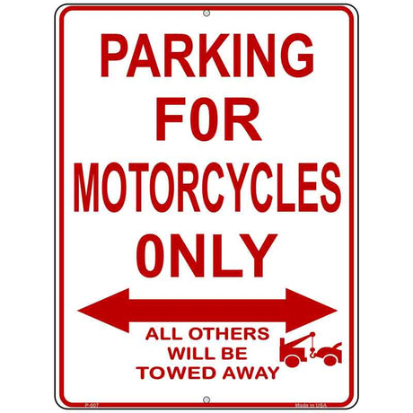 Motorcycle Parking Only Metal Novelty Parking Sign 9" x 12" (P)