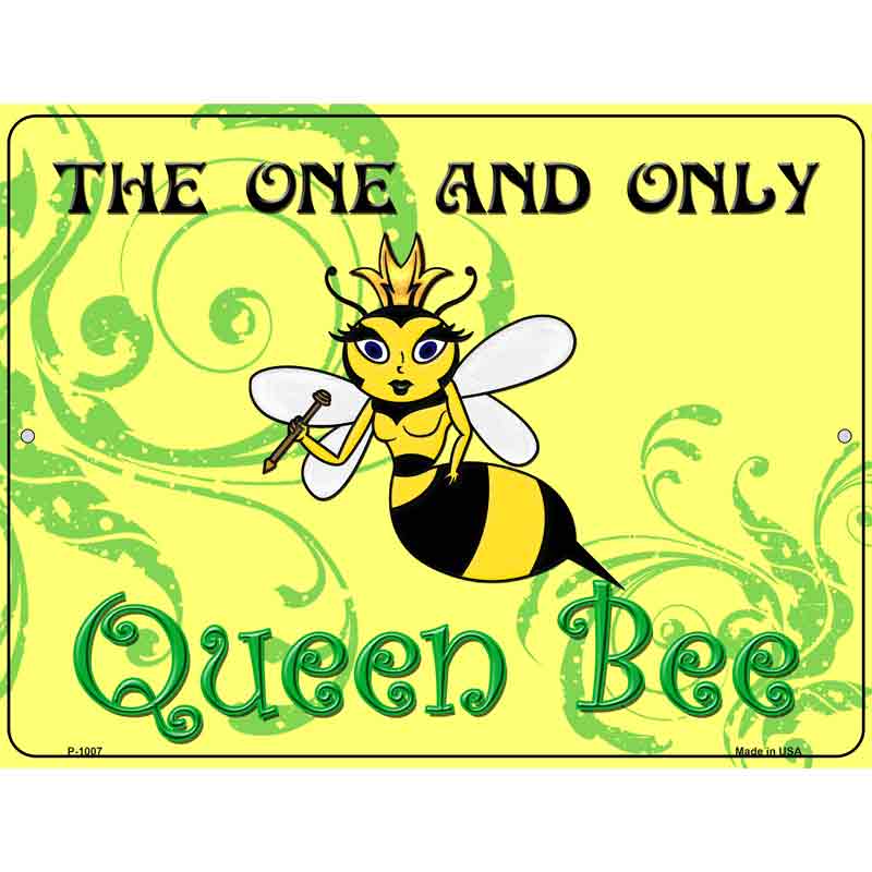 Queen Bee Horizontal Green Metal Novelty Parking Sign 9" x 12" (P)