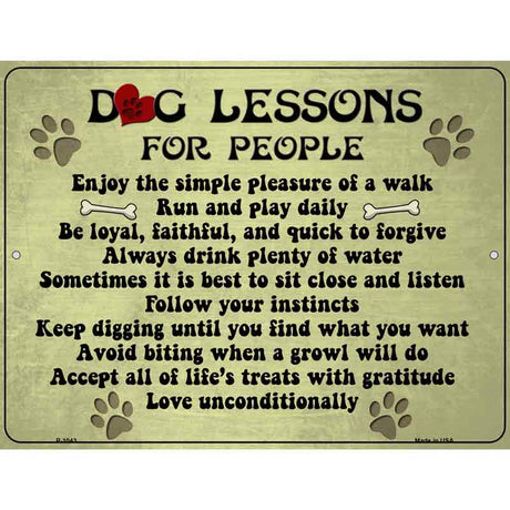 Dog Lessons Metal Novelty Parking Sign 9" x 12" (P)