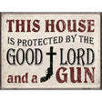 Protected By The Lord And Gun Metal Novelty Parking Sign 9" x 12" (P)