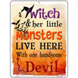 Witch Monsters Devil Metal Novelty Parking Sign 9" x 12" (P)