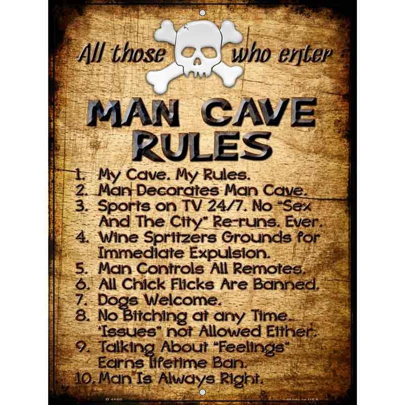 Skull & Crossbones Man Cave Rules Wall Sign Skull & Crossbones Man Cave Rules Wall Sign