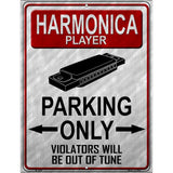 Harmonica Player Parking Metal Novelty Parking Sign 9" x 12" (P)