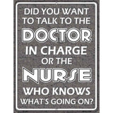 Doctor In Charge Metal Novelty Parking Sign 9" x 12" (P)