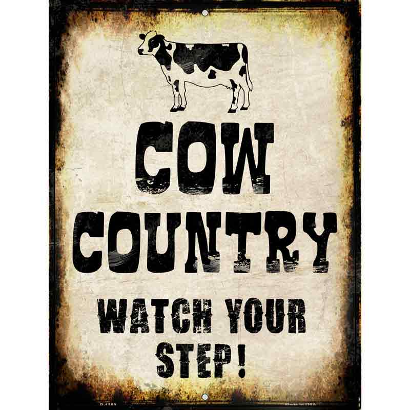 Cow Country Metal Novelty Parking Sign 9" x 12" (P)