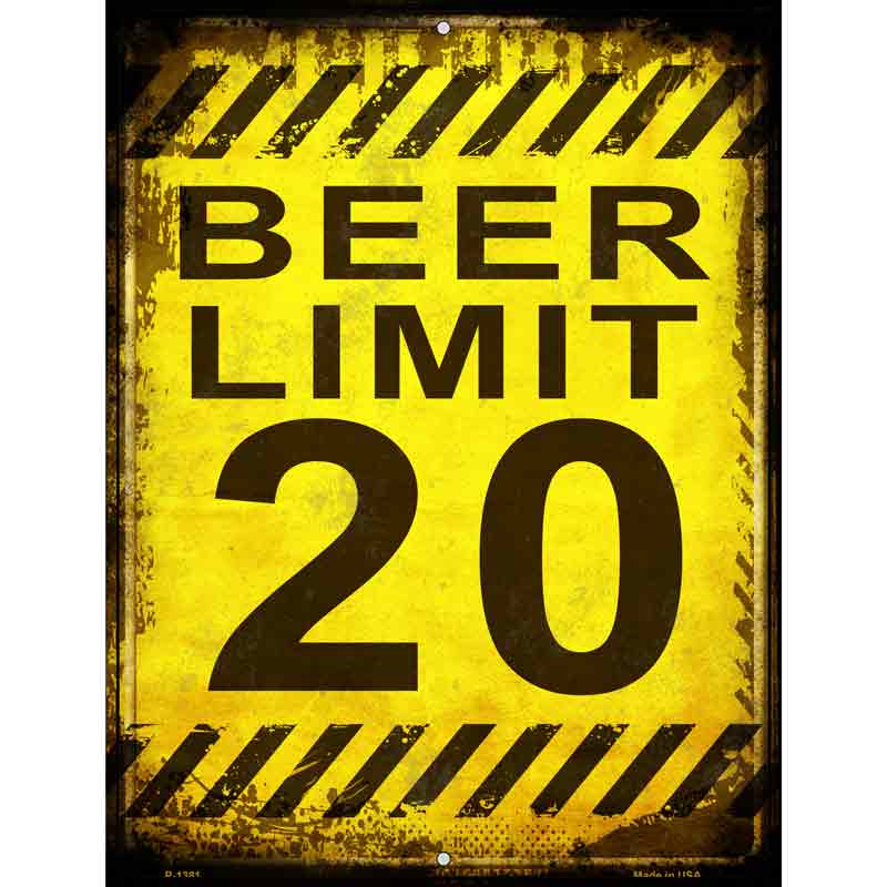 Beer Limit Metal Novelty Parking Sign 9" x 12" (P)