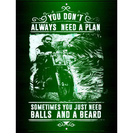 Balls And A Beard Metal Novelty Parking Sign 9" x 12" (P)