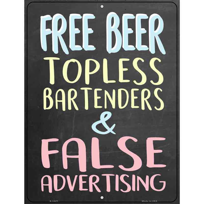 Free Beer Metal Novelty Parking Sign 9" x 12" (P)