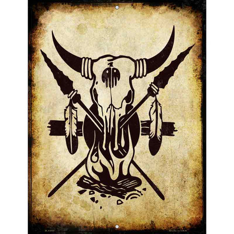 Burning Skull Metal Novelty Parking Sign 9" x 12" (P)