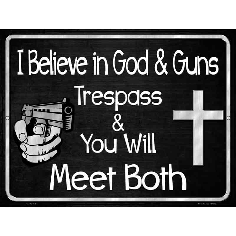 God And Guns Metal Novelty Parking Sign 9" x 12" (P)