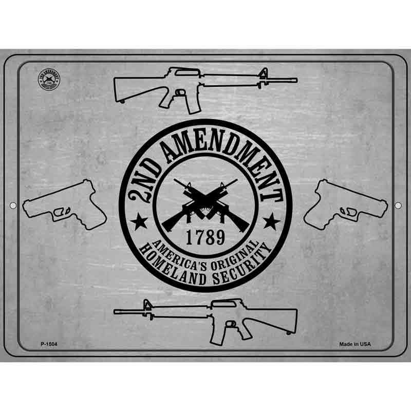 2nd Amendment Shield With Guns Metal Novelty Parking Sign 9" x 12" (P)