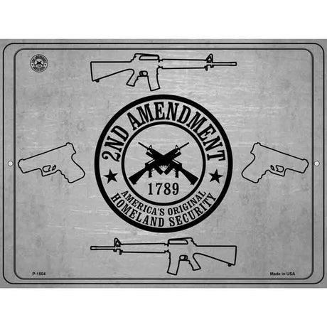 2nd Amendment Shield With Guns Metal Novelty Parking Sign 9" x 12" (P)