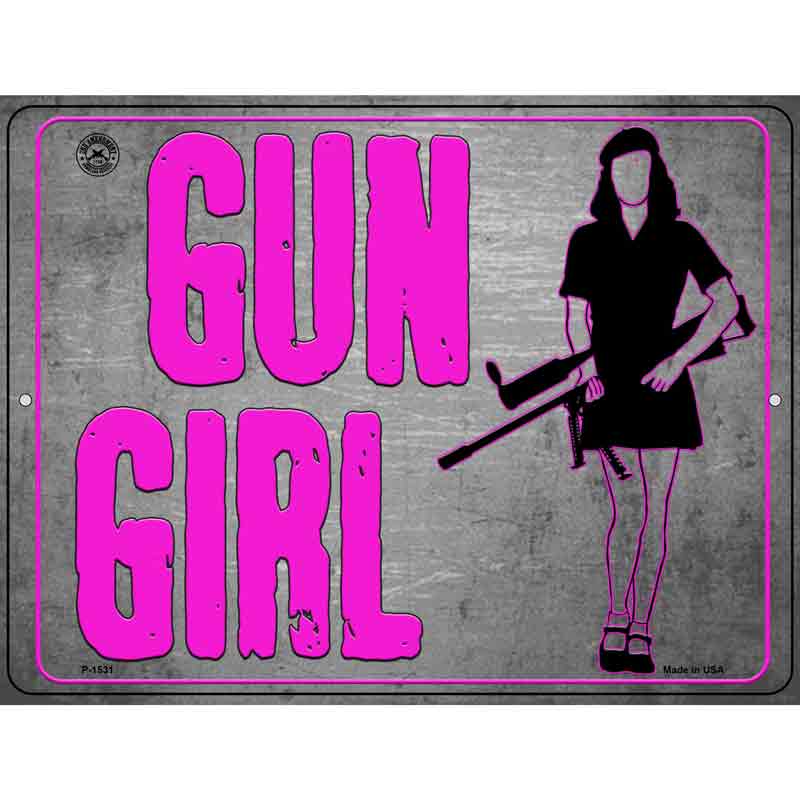 Gun Girl Metal Novelty Parking Sign 9" x 12" (P)