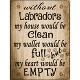 Without Labradors My House Would Be Clean Metal Novelty Parking Sign 9" x 12" (P)