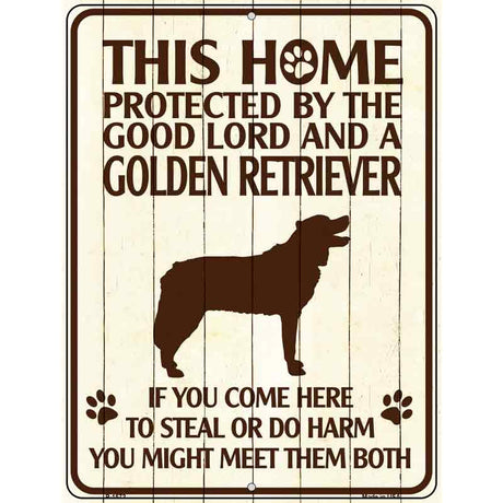 Golden Retriever Protected Metal Novelty Parking Sign 9" x 12" (P)