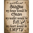 Without Beagles My House Would Be Clean Metal Novelty Parking Sign 9" x 12" (P)