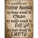 Without Cocker Spaniels My House Would Be Clean Metal Novelty Parking Sign 9" x 12" (P)