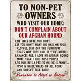 Non-Pet Owners Afghan Hound Parking Sign Metal Novelty 9" x 12" (P)