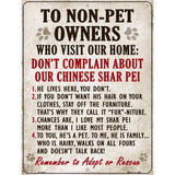 Non-Pet Owners Chinese Shar Pei Parking Sign Metal Novelty 9" x 12" (P)