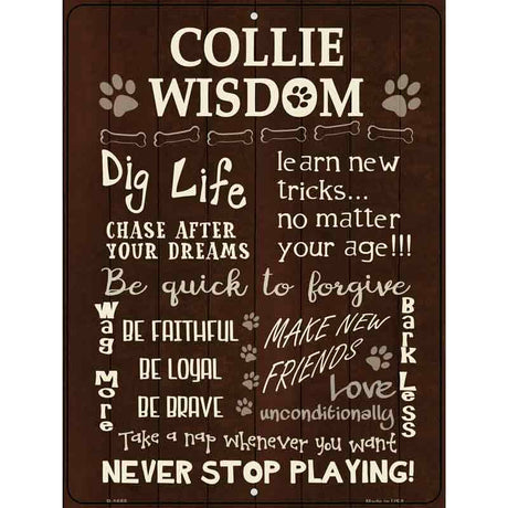 Collie Wisdom Metal Novelty Parking Sign 9" x 12" (P)