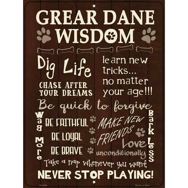 Great Dane Wisdom Metal Novelty Parking Sign 9" x 12" (P)