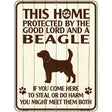 This Home Protected By A Beagle Parking Sign Metal Novelty 9" x 12" (P)