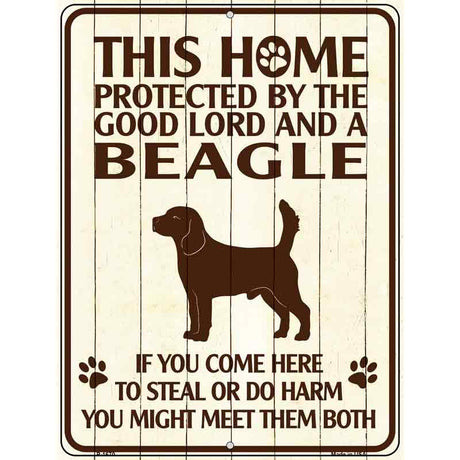 This Home Protected By A Beagle Parking Sign Metal Novelty 9" x 12" (P)