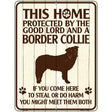 This Home Protected By A Border Collie Parking Sign Metal Novelty 9" x 12" (P)