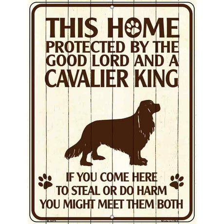 This Home Protected By A Cavalier King Parking Sign Metal Novelty 9" x 12" (P)