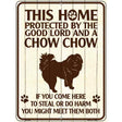 This Home Protected By A Chow Chow Parking Sign Metal Novelty 9" x 12" (P)